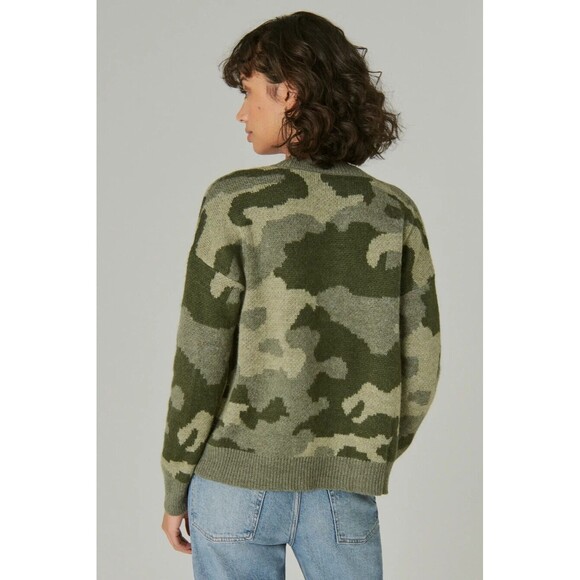 Lucky Brand Women's Camo Print Sweater Crew Neck  Size XS - Picture 2 of 9